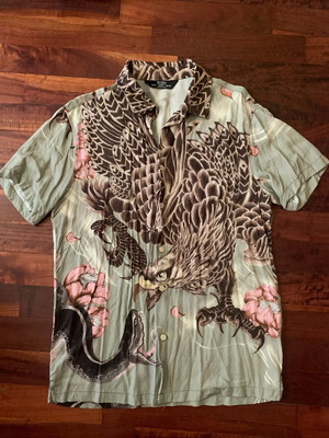 Πουκάμισο Bershka Unisex Hawaiian Σαν Καινούργιο Με Σχέδιο Καφέ Πράσινο Μέγεθος S