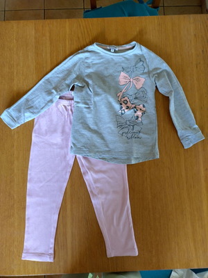Mawi Collection long pajamas for girl 4-5 years like new, gray and pink