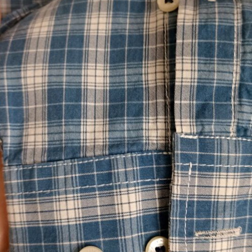 Oxford Company men's shirt plaid blue white like new, size L