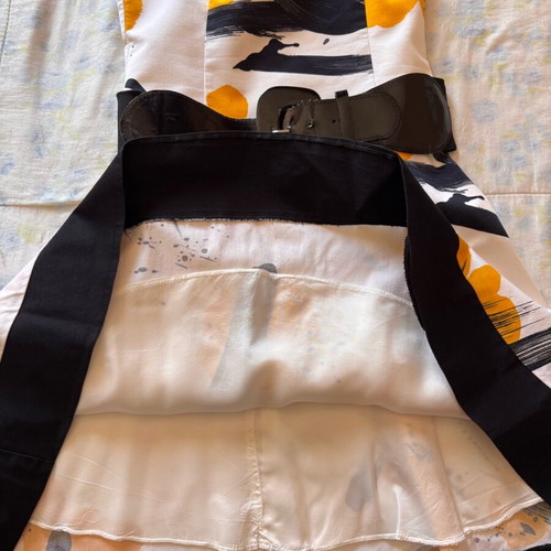 Forel dress like new, strapless, white with yellow flowers, size S/M