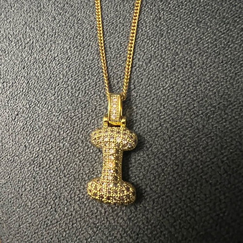 Necklace with stainless steel chain letter I new
