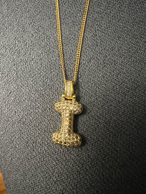 Necklace with stainless steel chain letter I new