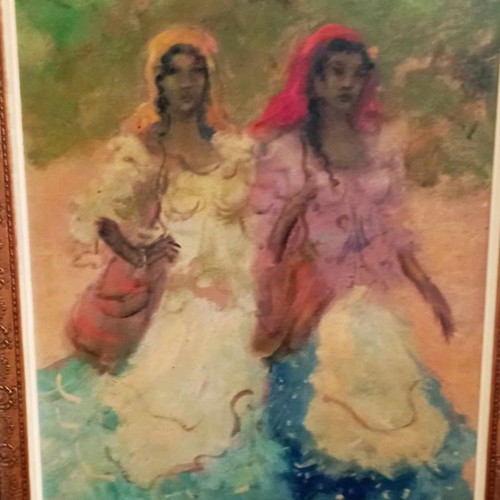 Oil painting Mich. Papageorgiou-Doris used with period frame