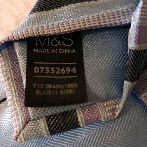Marks & Spencer men's tie blue with purple stripes, new