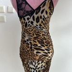 Φόρεμα λεοπάρ animal print με δαντέλα και στρας, μέγεθος S
