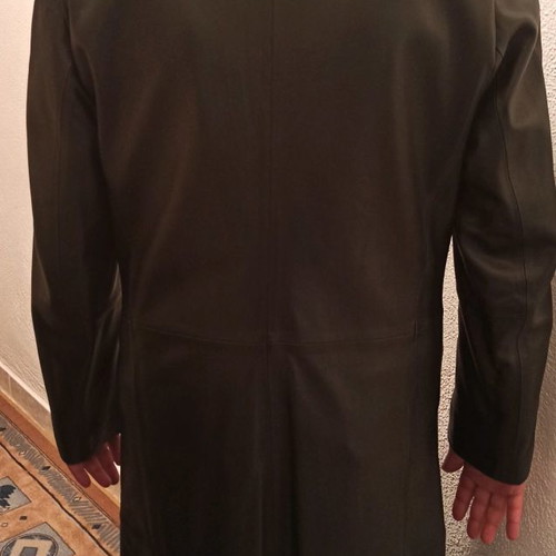Pier Angelin leather trench coat unisex, like new, black, size 52