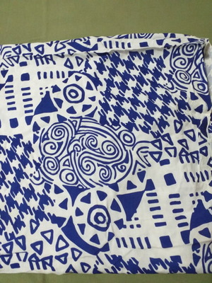Fabric new with blue and white pattern, dimensions 1.10×1.50 m