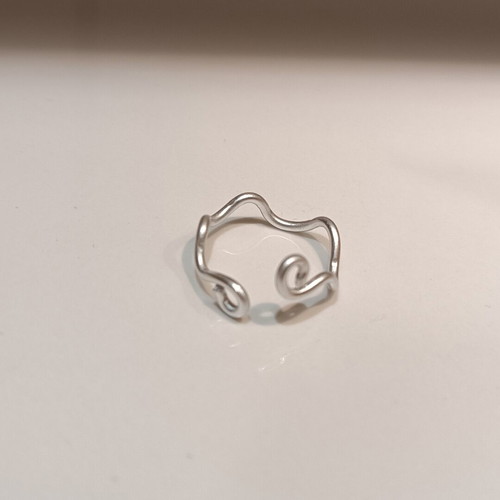 Waves ring adjustable handmade, silver color