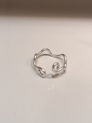 Waves ring adjustable handmade, silver color