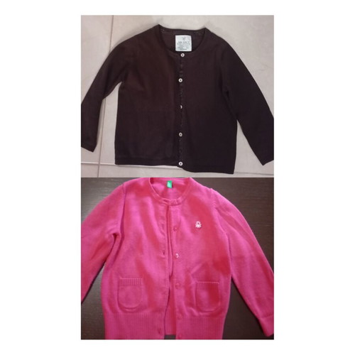 Girls' cardigans used, pack of 2, brown and pink, Benetton