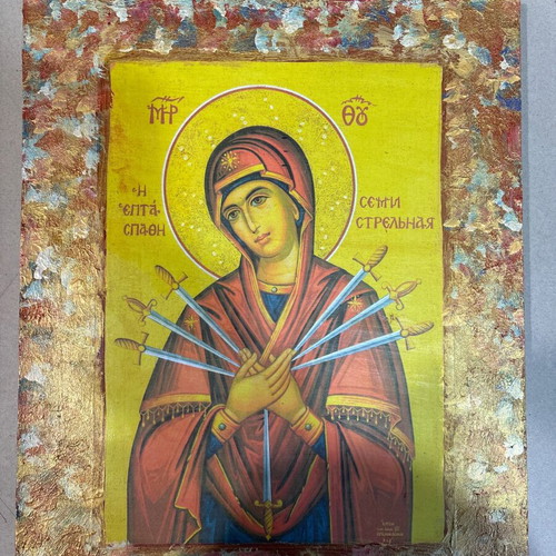 Panagia I Eptaspathi handmade icon, size 30x46, new
