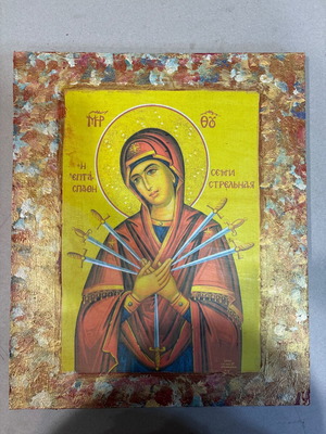 Panagia I Eptaspathi handmade icon, size 30x46, new