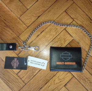 Harley Davidson Μοτοσικλέτες Γνήσιο Πραγματικό Δέρμα Πορτοφόλι Με Αλυσίδα Πολύ Σπάνιο Επίσημο Pursue