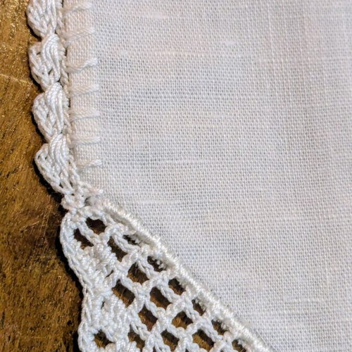 Square crochet napkins 30x30 cm, set of 8, white linen
