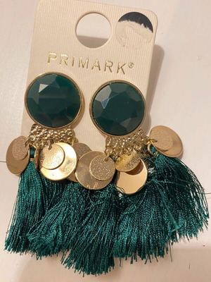 Earrings with green stones and tassels new Primark