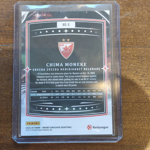 Panini Origins Chima Moneke card like new