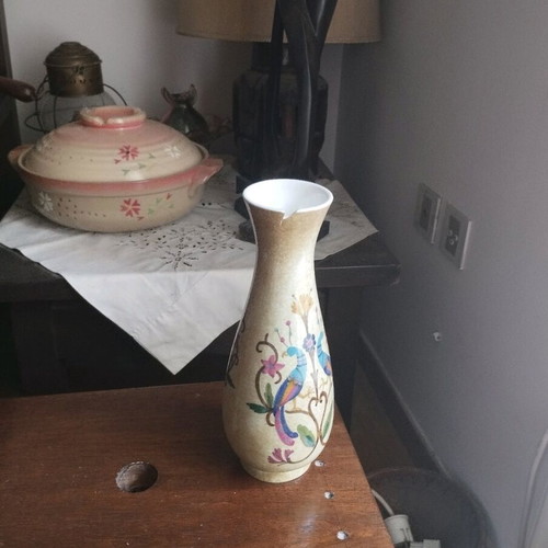 Ceramic vase 26 cm used, hand-painted by Keramikos Athens