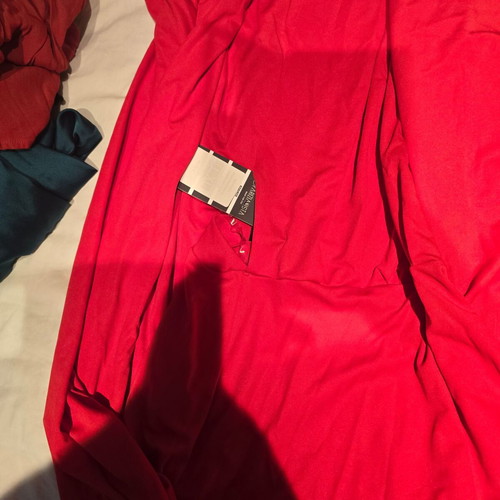 Red dress large new, long with neck tie