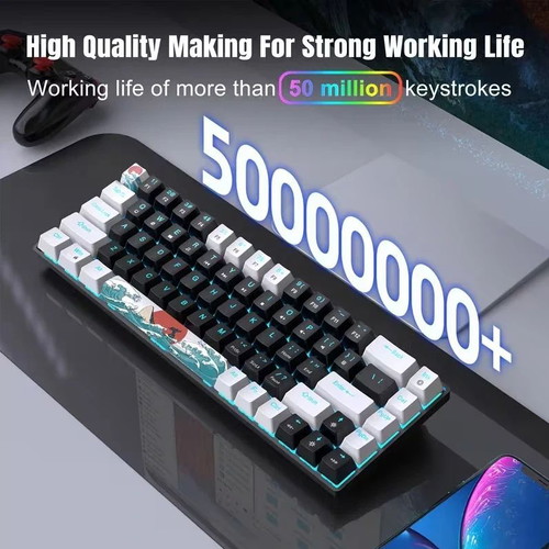 Mechanical Gaming Keyboard 68 Keys with Backlight and Detachable Type-C Cable new