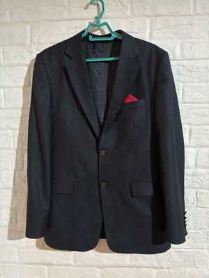 Versace wool thin jacket dark blue like new, size XL