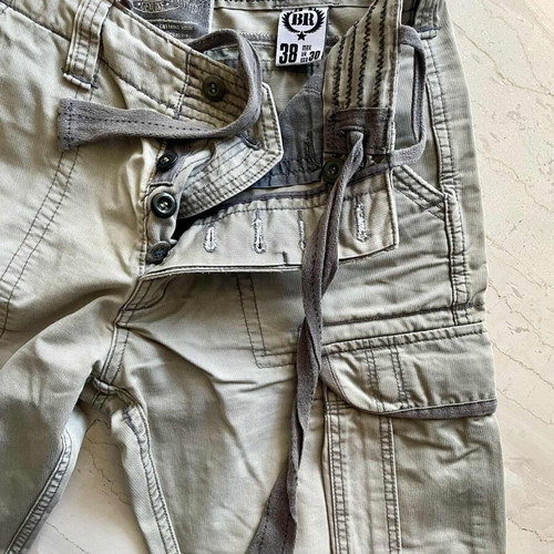 Vintage Bershka cargo pants size 38 used, cotton khaki-beige