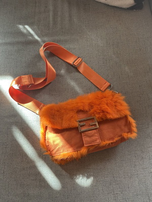 Boho orange fur bag