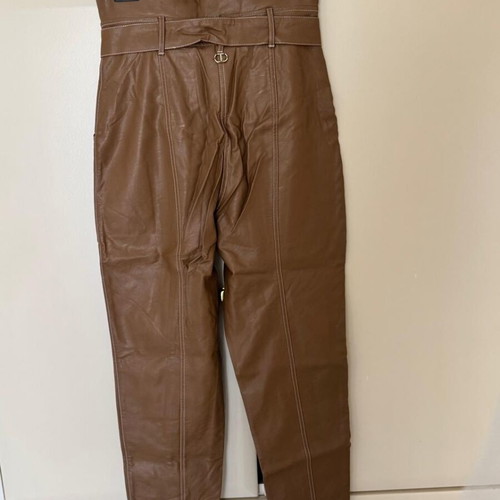 Twinset high-waisted vegan leather pants like new, brown, size S