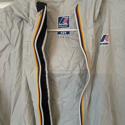 K-WAY kids waterproof jacket like new, light gray, size 140 cm