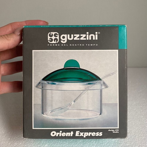 Guzzini Sugar Bowl clear acrylic new old stock design STG Studio Italy
