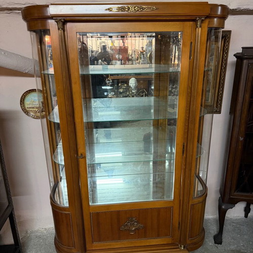 Solid walnut display cabinet like new with three shelves