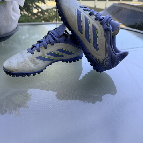 Adidas kids' football shoes with studs, size 32, grey blue