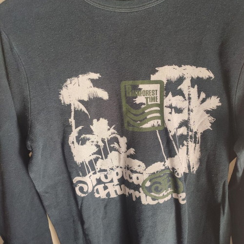 Zara Man long-sleeve shirt used, black with Rainforest Time print, sizes M L