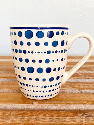 NEW BONE mug series 'BLUE BAY', with a blue polka dot design 350ml...!!