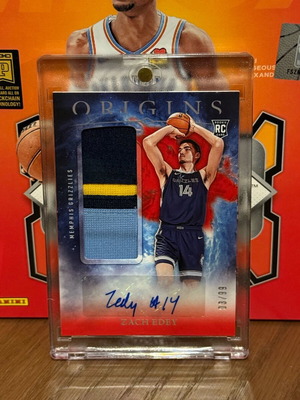 Panini Origins Zach Edey Rookie RC αυτογραφημένη κάρτα με patch 3 χρωμάτων /99 καινούργιο