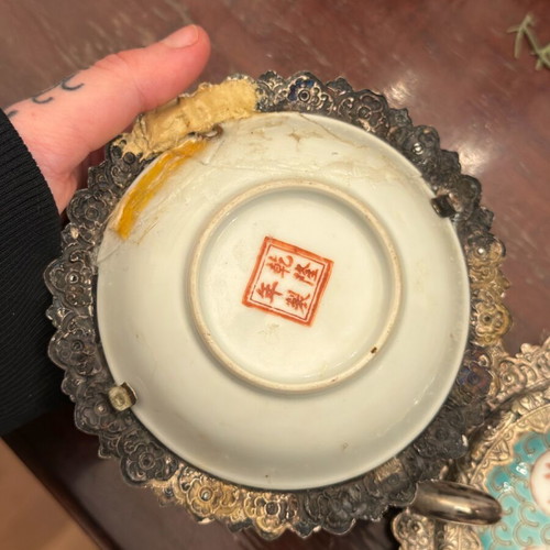 Vintage Chinese ashtrays set 1950, handmade, used