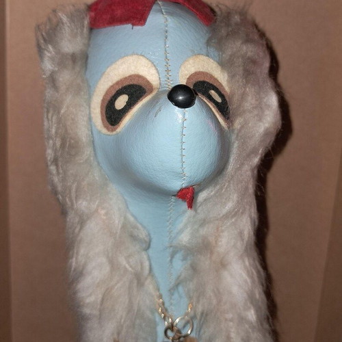 Vintage Poodle dog doll faux leather used, 60's Japan Dakin Dream Pet