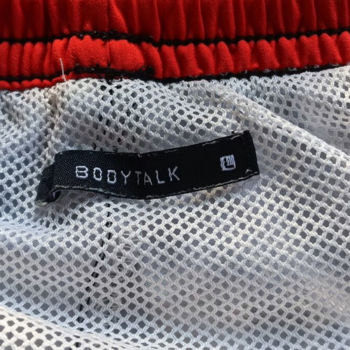 BodyTalk men's swim shorts used, size Large, black and red
