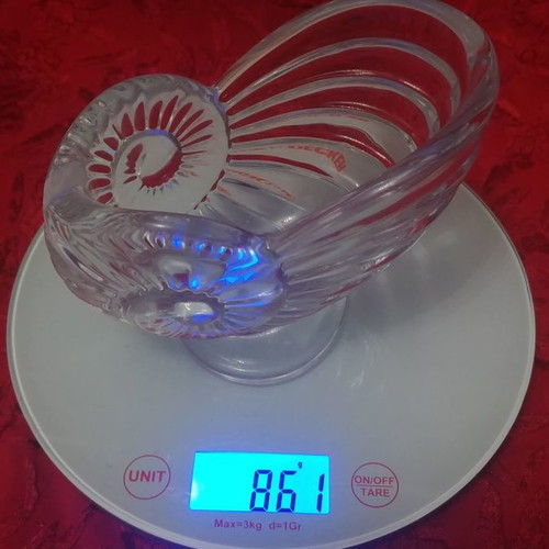 Art Nouveau Vannes le Chatel Nautilus Shell Crystal Candy Dish