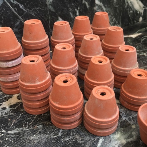 Mini ceramic flower pots set used, 57 pieces