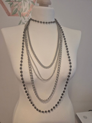 Necklaces silver and black, like new, layered