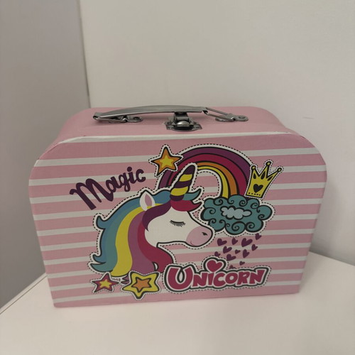 Unicorn Pink Children's Storage Box with Metal Clasp like new