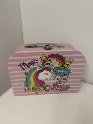 Παιδικό βαλιτσάκι Unicorn ροζ με μεταλλικό κούμπωμα σαν καινούργιο