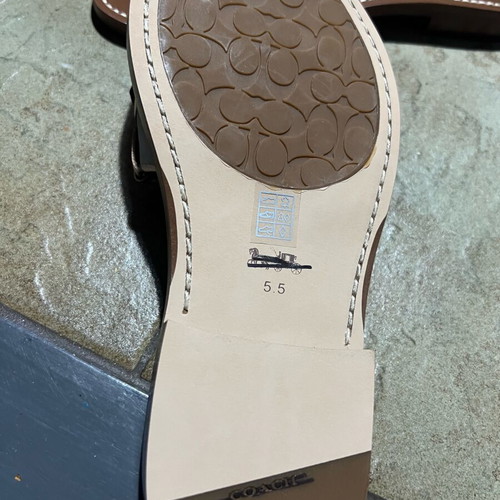 Coach Ina Metallic Leather Sandals new, size 37, platinum champagne