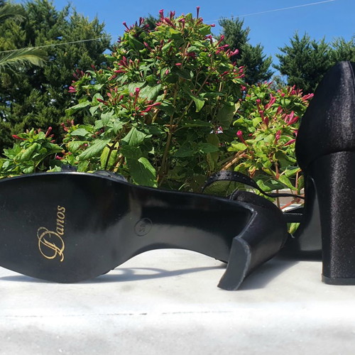 Vintage Dános satin sandals used, size 38, black