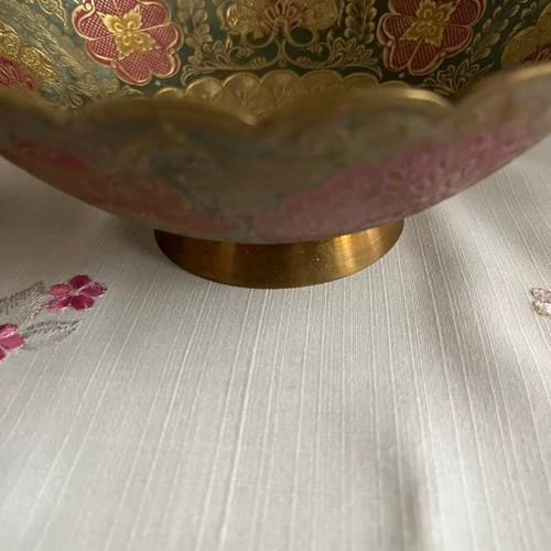 Vintage handmade bowl with peacock design like new