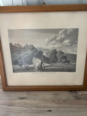 Vintage framed painting with sailing boats, 1960
