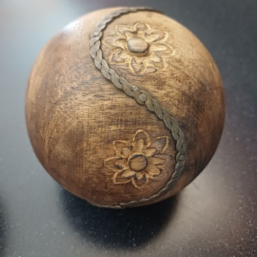 Wooden decorative balls, carved, 31 cm diameter