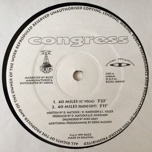 Congress 40 Miles record used, electronic genre