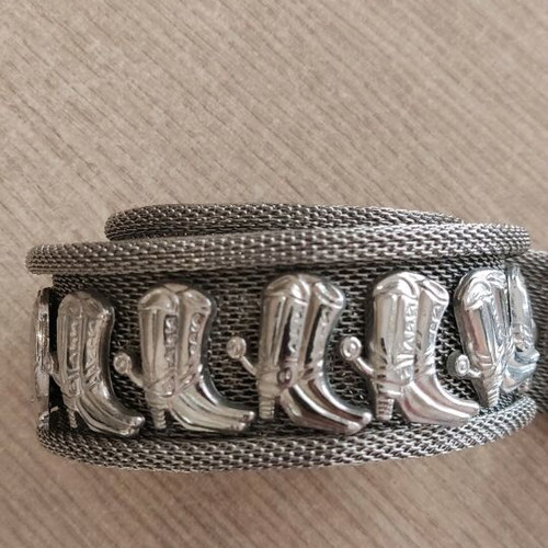Metal vintage belt used, silver, size 95