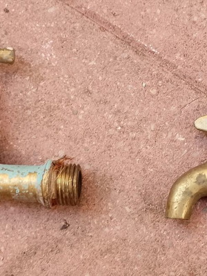 Two vintage brass taps used, sold as one lot